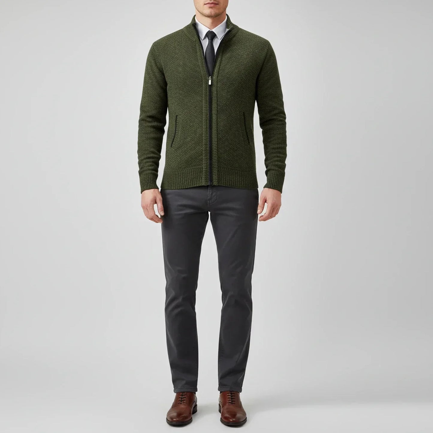 Calvren | Men’s Zip-Up Stand Collar Sweater