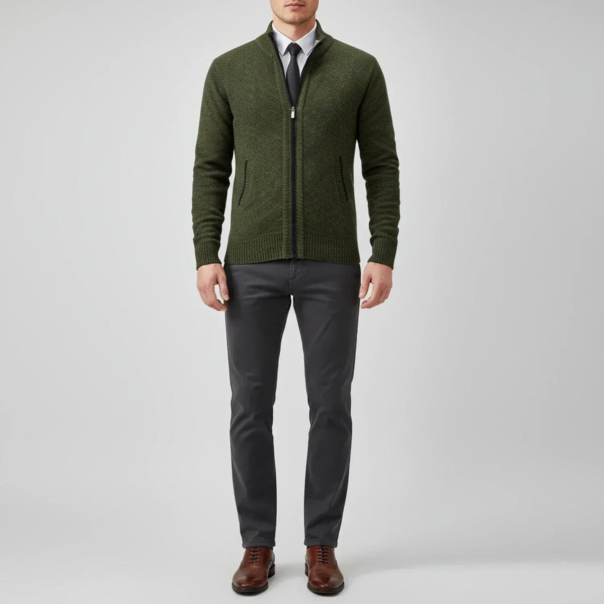 Calvren | Men’s Zip-Up Stand Collar Sweater