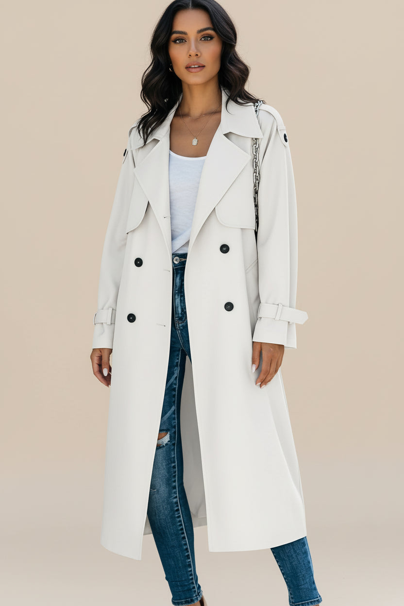 Marivella | Women’s Double-Breasted Long Trench Coat