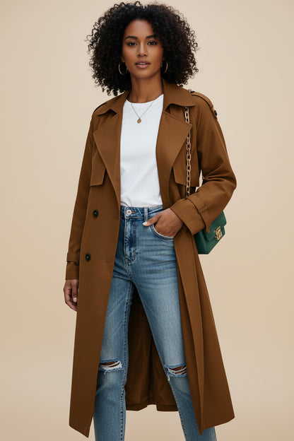 Marivella | Women’s Double-Breasted Long Trench Coat