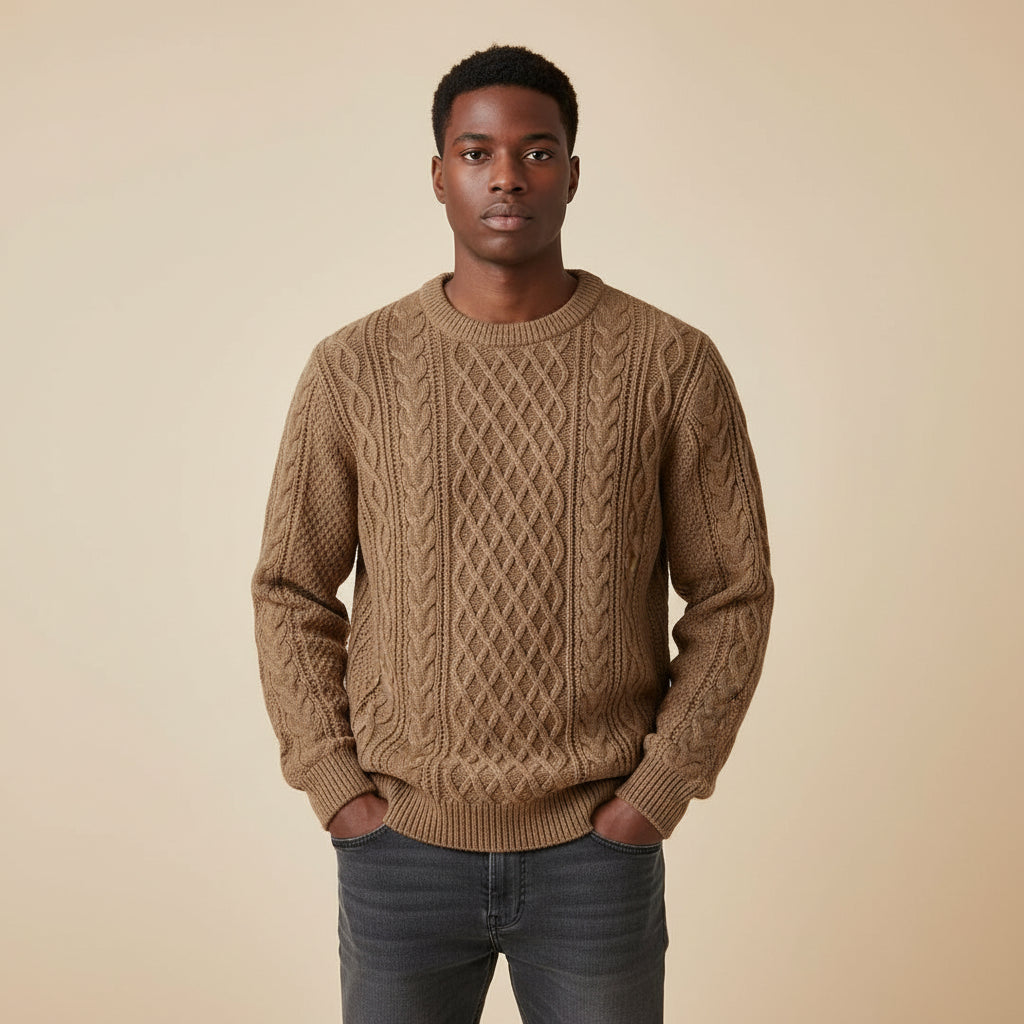 Arvont | Men’s Cable Knit Crewneck Sweater