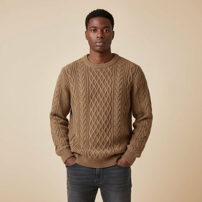 Arvont | Men’s Cable Knit Crewneck Sweater