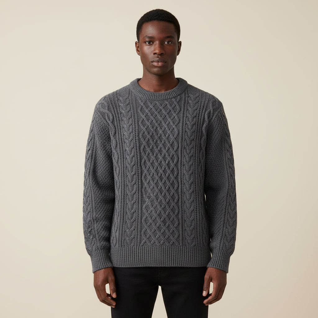 Arvont | Men’s Cable Knit Crewneck Sweater