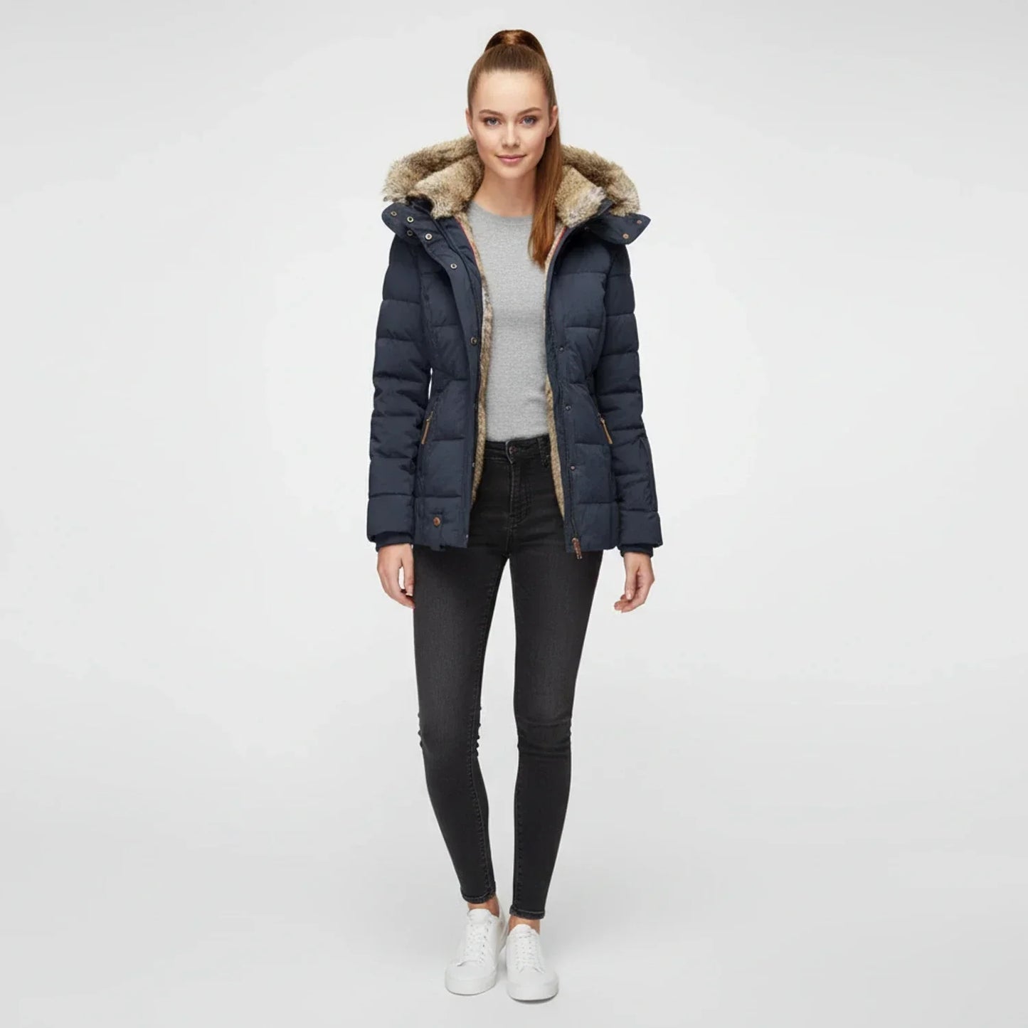 Jessa | Women’s Quilted Faux Fur Hood Puffer Jacket