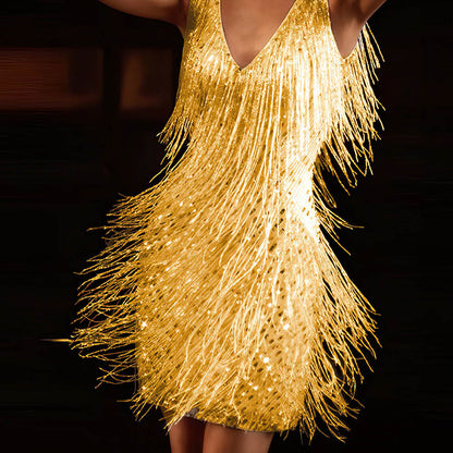Zavira | Women’s Fringe V-Neck Mini Dress