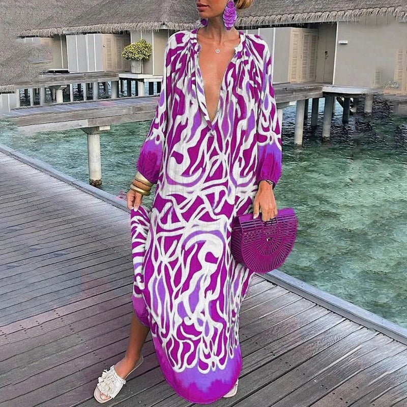 Elva | Women’s Printed Long Sleeve Maxi Dress