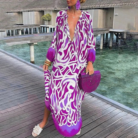Elva | Women’s Printed Long Sleeve Maxi Dress