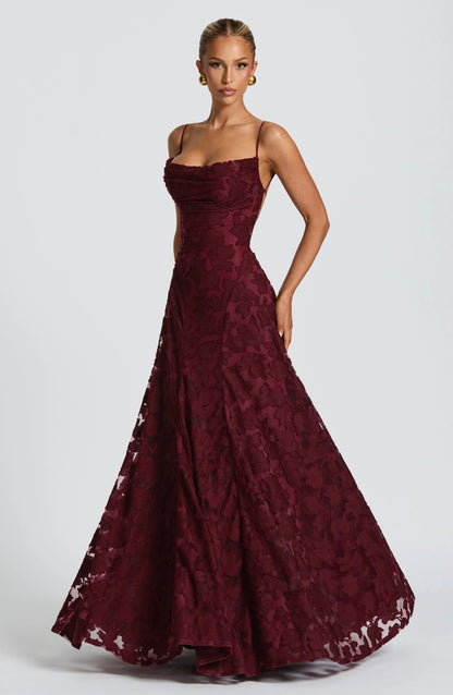 Elvoria | Women’s Spaghetti Strap Cowl Neck Maxi Dress
