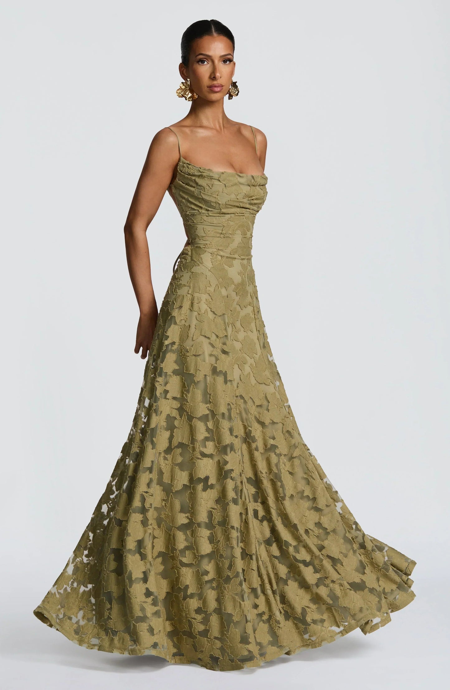 Elvoria | Women’s Spaghetti Strap Cowl Neck Maxi Dress
