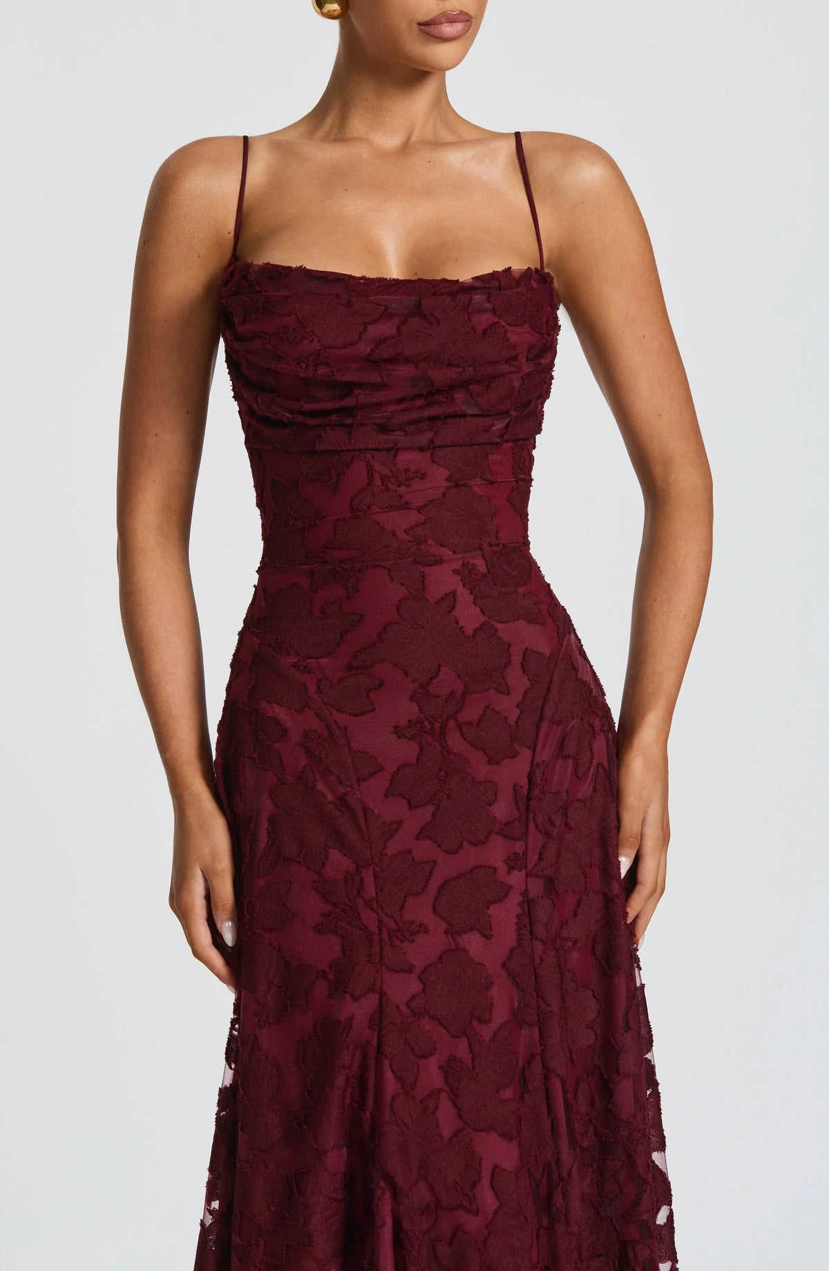 Elvoria | Women’s Spaghetti Strap Cowl Neck Maxi Dress