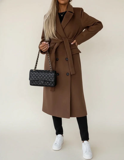 Elviera | Women’s Belted Double-Breasted Midi Overcoat