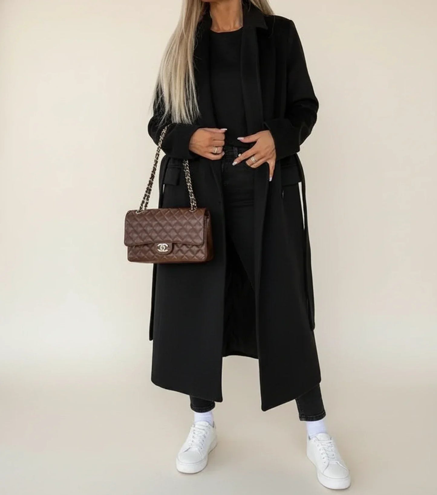 Elviera | Women’s Belted Double-Breasted Midi Overcoat