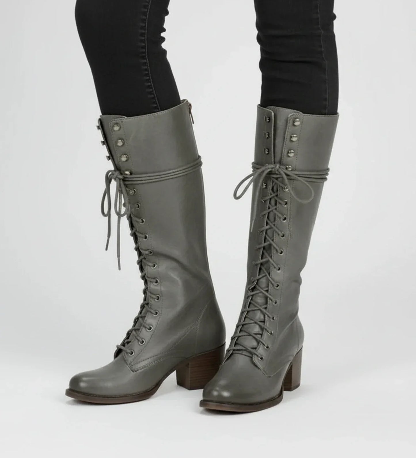 Pria | Women’s Knee-High Lace-Up Block Heel Boots