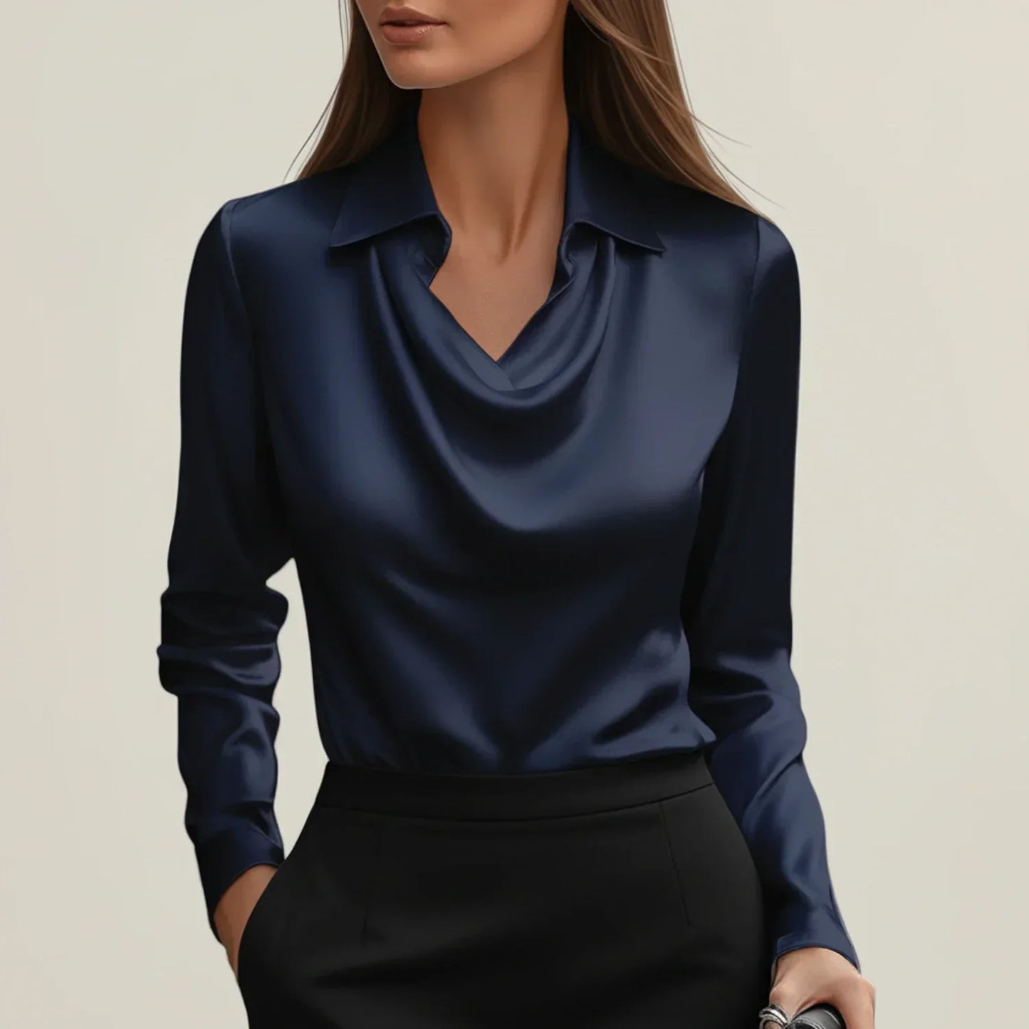 Selvoria | Women’s Cowl Neck Long Sleeve Blouse