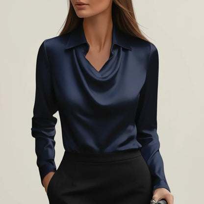 Selvoria | Women’s Cowl Neck Long Sleeve Blouse