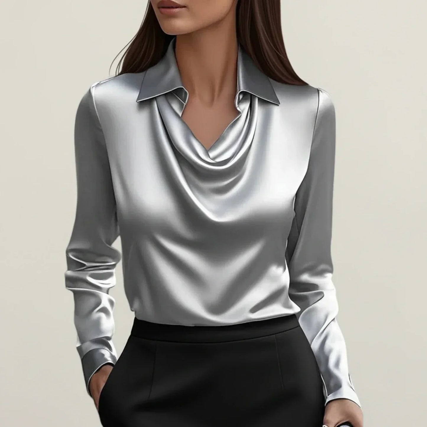 Selvoria | Women’s Cowl Neck Long Sleeve Blouse