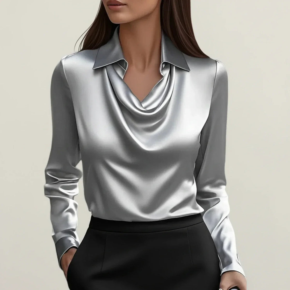 Selvoria | Women’s Cowl Neck Long Sleeve Blouse