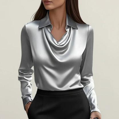 Selvoria | Women’s Cowl Neck Long Sleeve Blouse