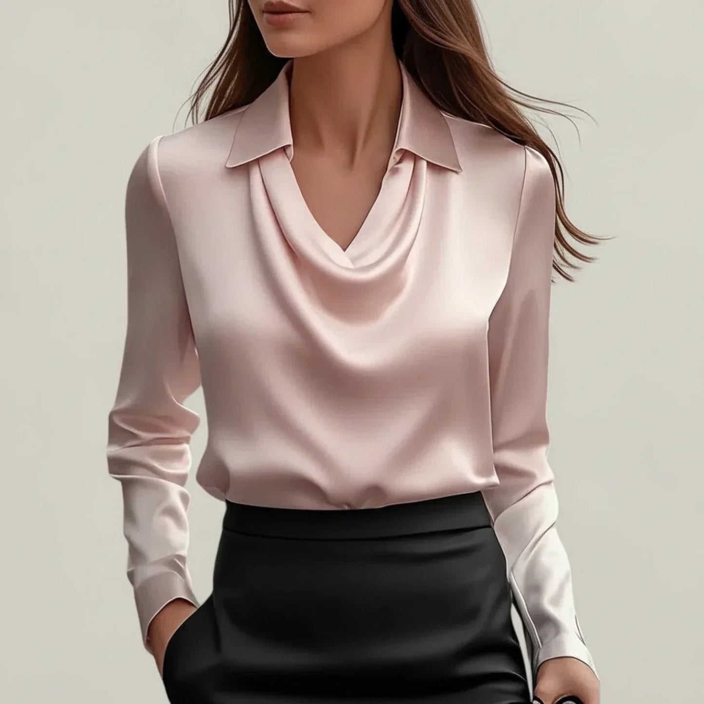 Selvoria | Women’s Cowl Neck Long Sleeve Blouse