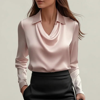 Selvoria | Women’s Cowl Neck Long Sleeve Blouse