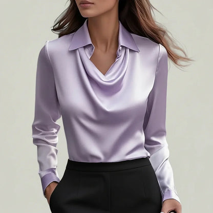 Selvoria | Women’s Cowl Neck Long Sleeve Blouse