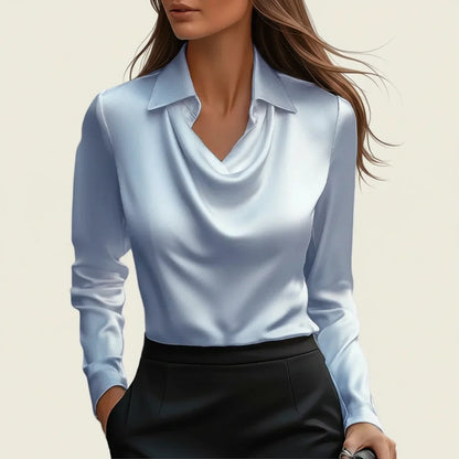 Selvoria | Women’s Cowl Neck Long Sleeve Blouse