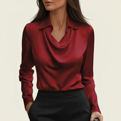 Selvoria | Women’s Cowl Neck Long Sleeve Blouse