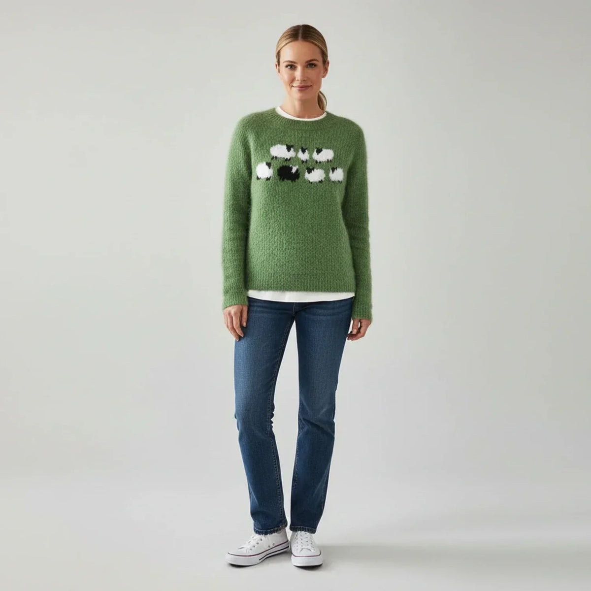 Woolenzy | Men’s Novelty Sheep Graphic Crewneck Sweater