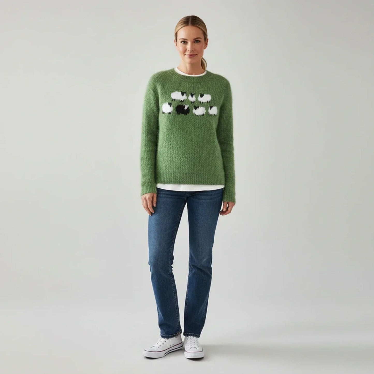 Woolenzy | Men’s Novelty Sheep Graphic Crewneck Sweater