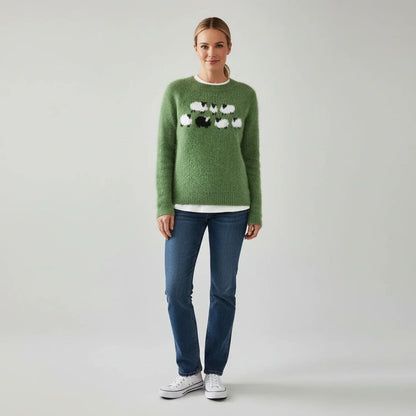 Woolenzy | Men’s Novelty Sheep Graphic Crewneck Sweater