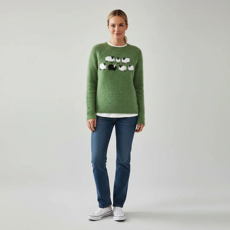 Woolenzy | Men’s Novelty Sheep Graphic Crewneck Sweater