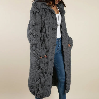 Lawina | Women’s Long Hooded Button-Front Cardigan