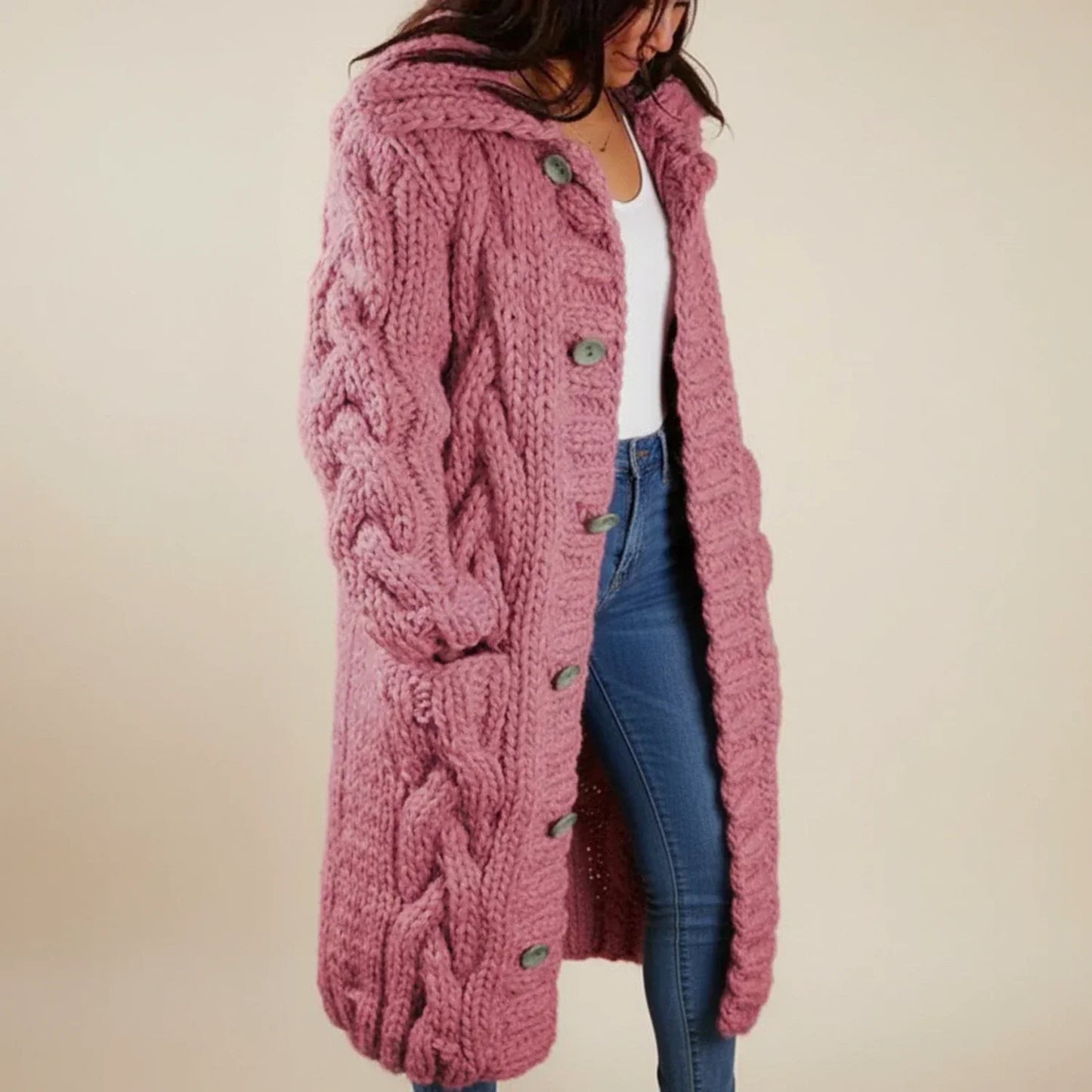 Lawina | Women’s Long Hooded Button-Front Cardigan