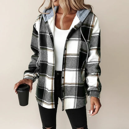 Berry | Women’s Hooded Plaid Jacket