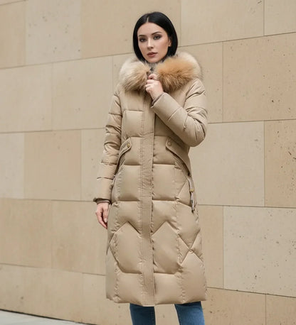 Shemia | Women’s Hooded Longline Faux Fur Trim Puffer Coat
