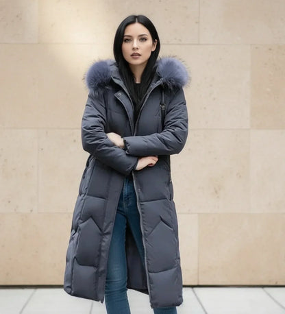Shemia | Women’s Hooded Longline Faux Fur Trim Puffer Coat