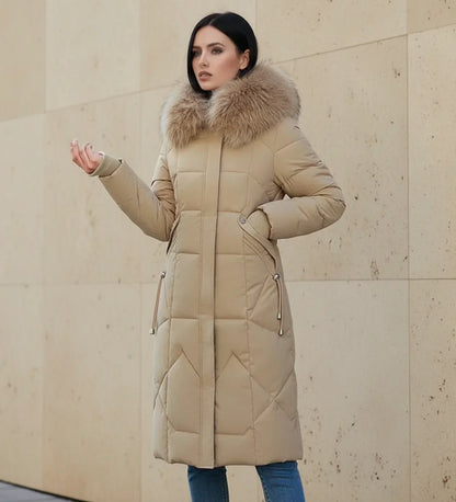 Shemia | Women’s Hooded Longline Faux Fur Trim Puffer Coat