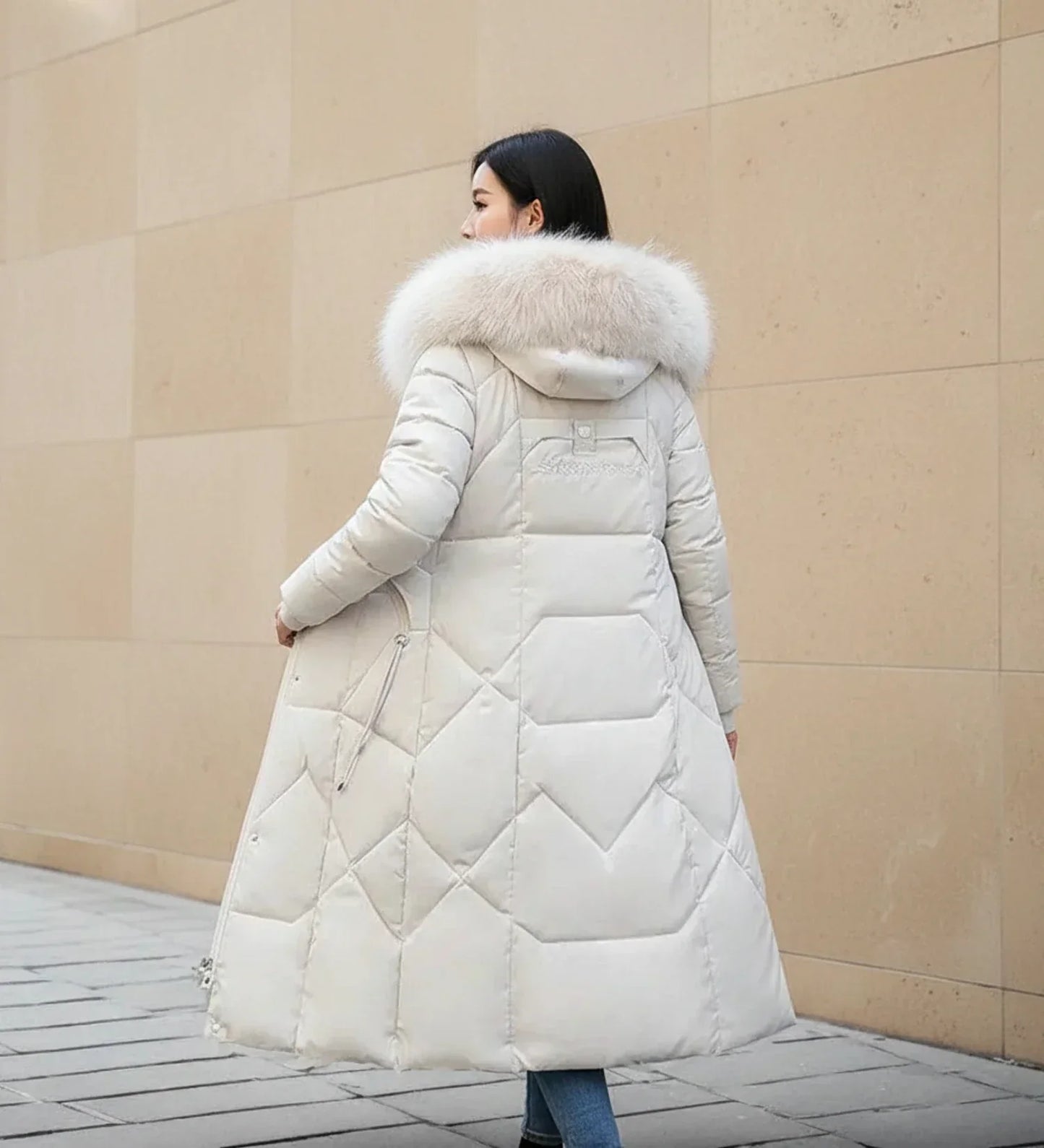 Shemia | Women’s Hooded Longline Faux Fur Trim Puffer Coat