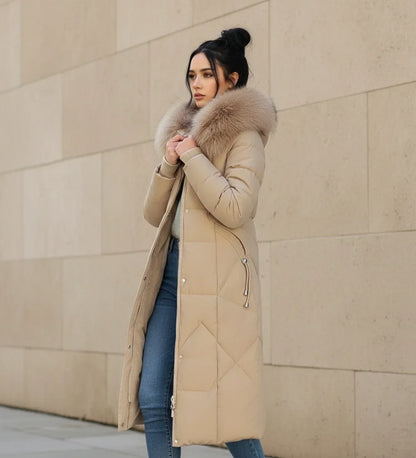 Shemia | Women’s Hooded Longline Faux Fur Trim Puffer Coat