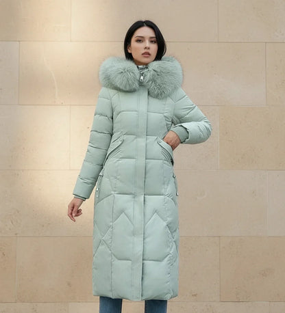 Shemia | Women’s Hooded Longline Faux Fur Trim Puffer Coat