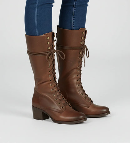 Pria | Women’s Knee-High Lace-Up Block Heel Boots