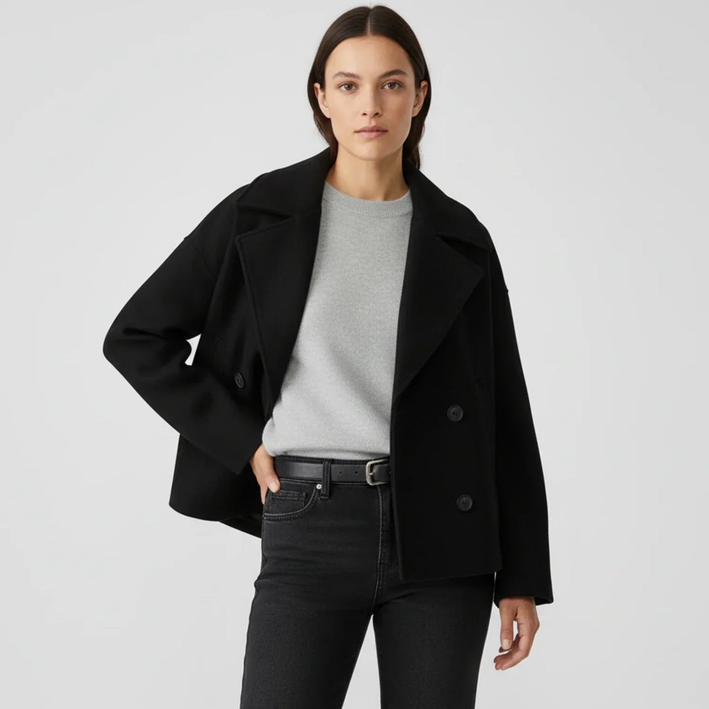 Virelle | Women’s Oversized Cropped Double-Breasted Jacket