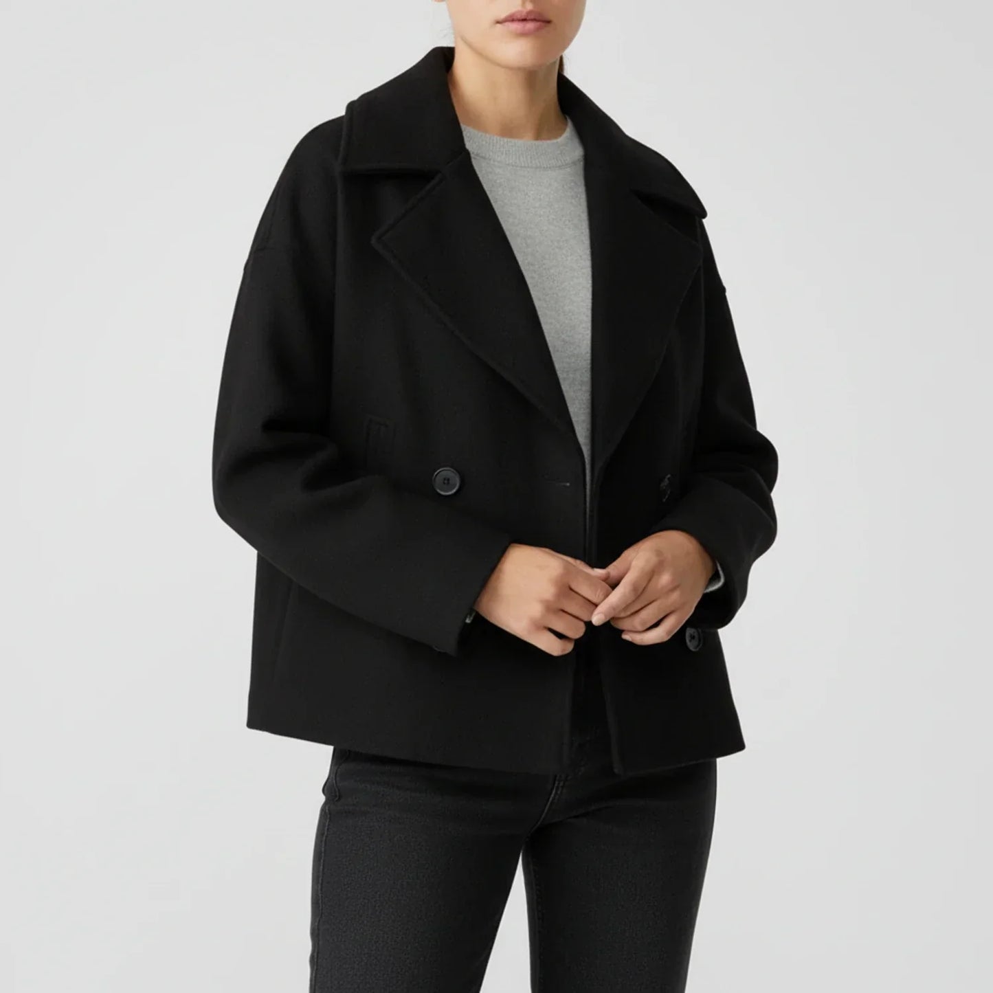 Virelle | Women’s Oversized Cropped Double-Breasted Jacket