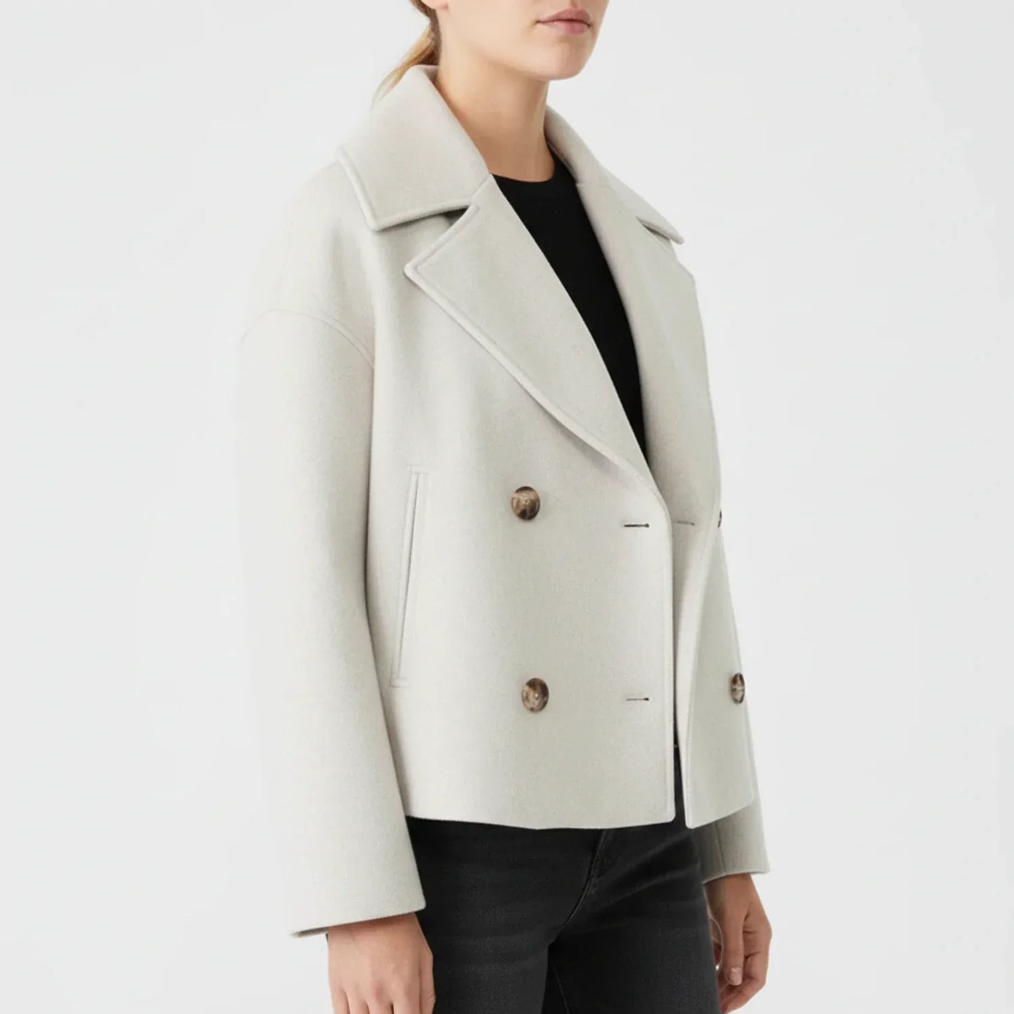 Virelle | Women’s Oversized Cropped Double-Breasted Jacket