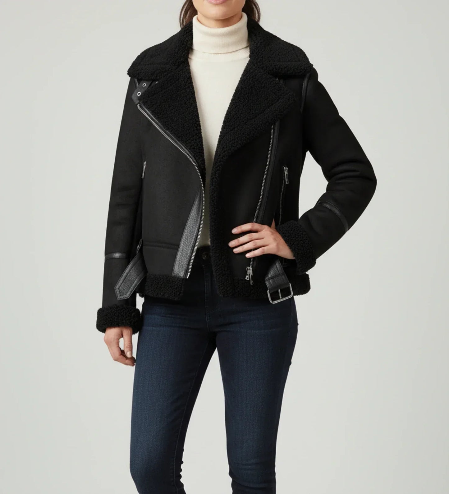 Vinese | Women’s Faux Shearling Aviator Jacket
