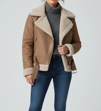 Vinese | Women’s Faux Shearling Aviator Jacket