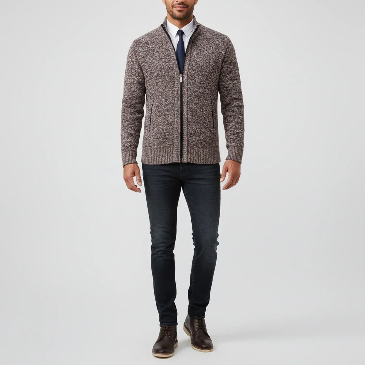 Calvren | Men’s Zip-Up Stand Collar Sweater
