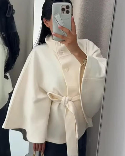 Oona | Women’s High Neck Belted Cape Jacket