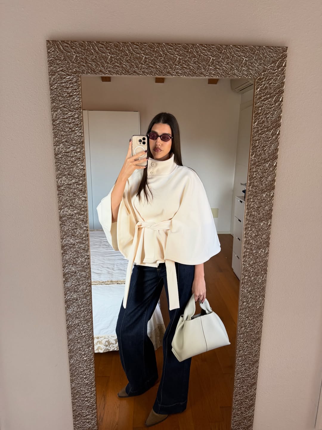 Oona | Women’s High Neck Belted Cape Jacket