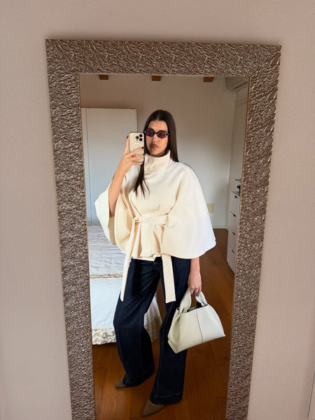 Oona | Women’s High Neck Belted Cape Jacket